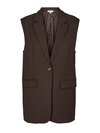 Basic Apparel Marjorie Long Vest Chocolate torte